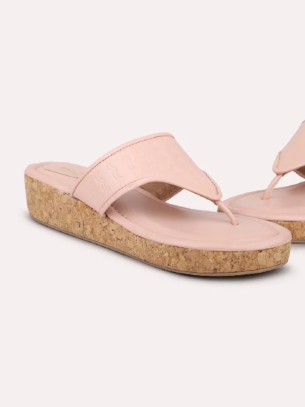 Long-Lasting Shoes Women Peach Wedge Heels