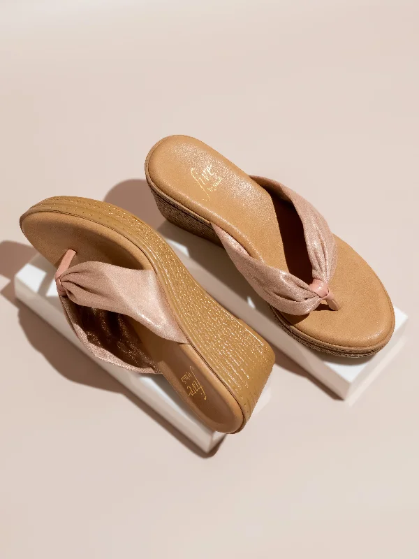 Trendy Walking Shoes Women Rose Gold Solid Wedge Heels
