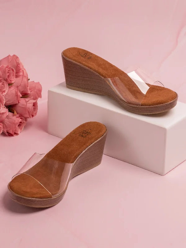 Luxury Sneakers Women White Transparent Solid Wedge Heels