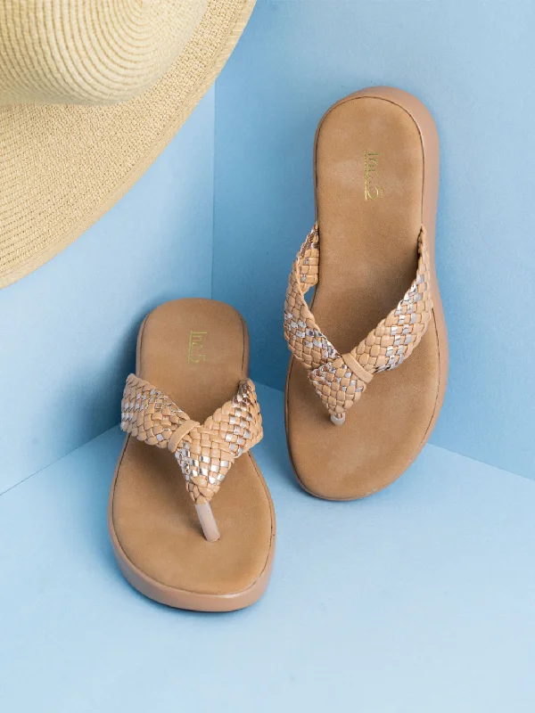 Smooth Leather Shoes Womens Beige Casual Round Toe Wedge Sandals