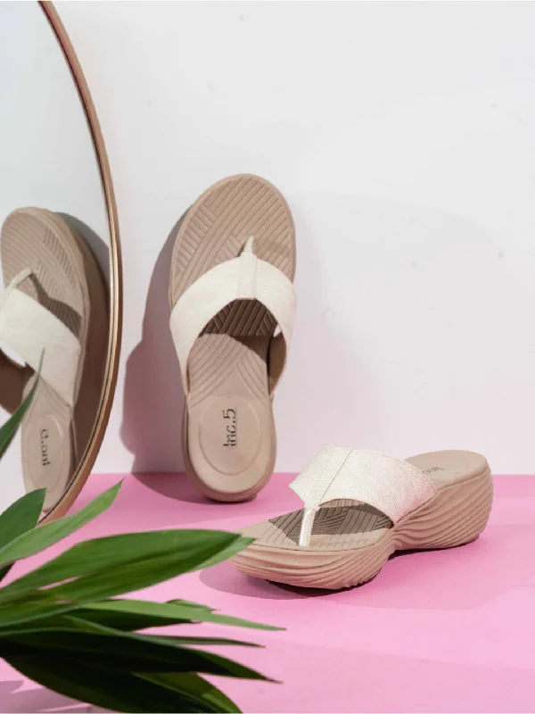 Cushion Sole Shoes Womens Beige Casual Solid Round Toe Wedges Heel Sandals