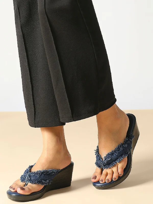 Water-Resistant Sneakers Womens Navy Casual Thong Wedges Sandals