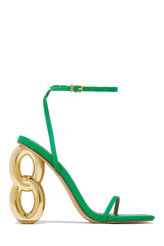 Breathable Mesh Sneakers Work Of Art Single Sole High Heels - Green