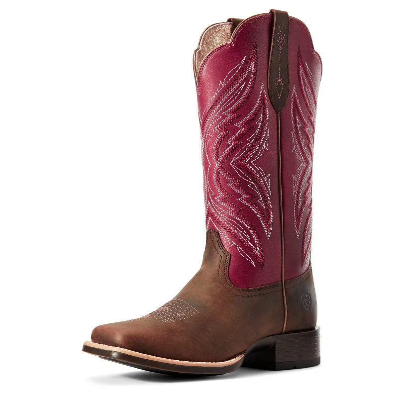 Sleek Loafers Ariat Distressed Brown and Fuchsia Pinnacle Square Toe