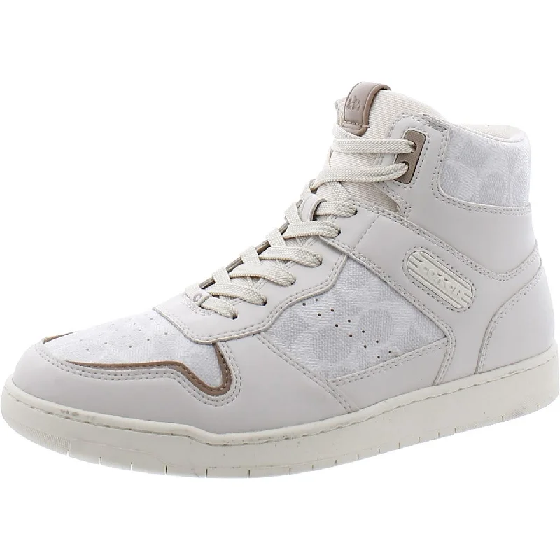 Sporty Sneakers Coach Womens Lace-Up High-Top Sneakers