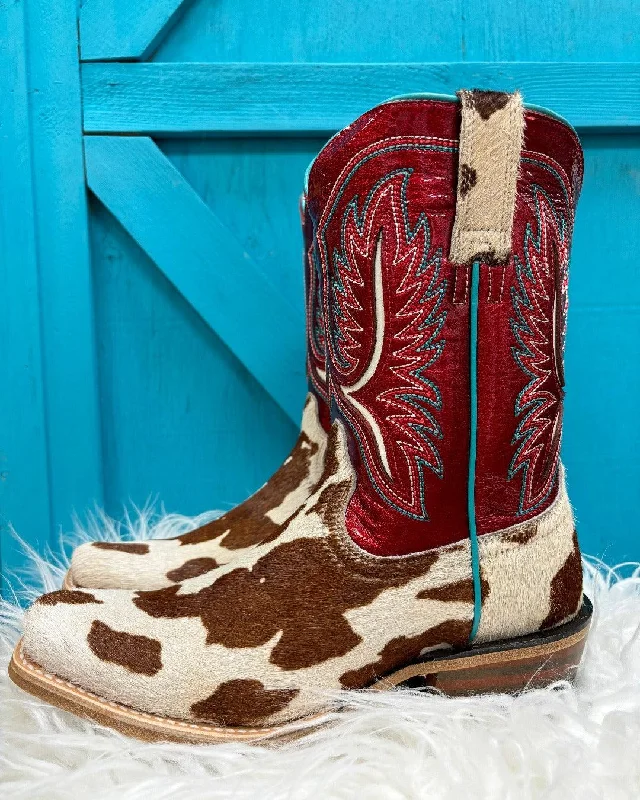 Chic Footwear Ariat Women's Futurity Colt Cowtown Hair-On & Ruby Red Patent Cowgirl Boots 10051020