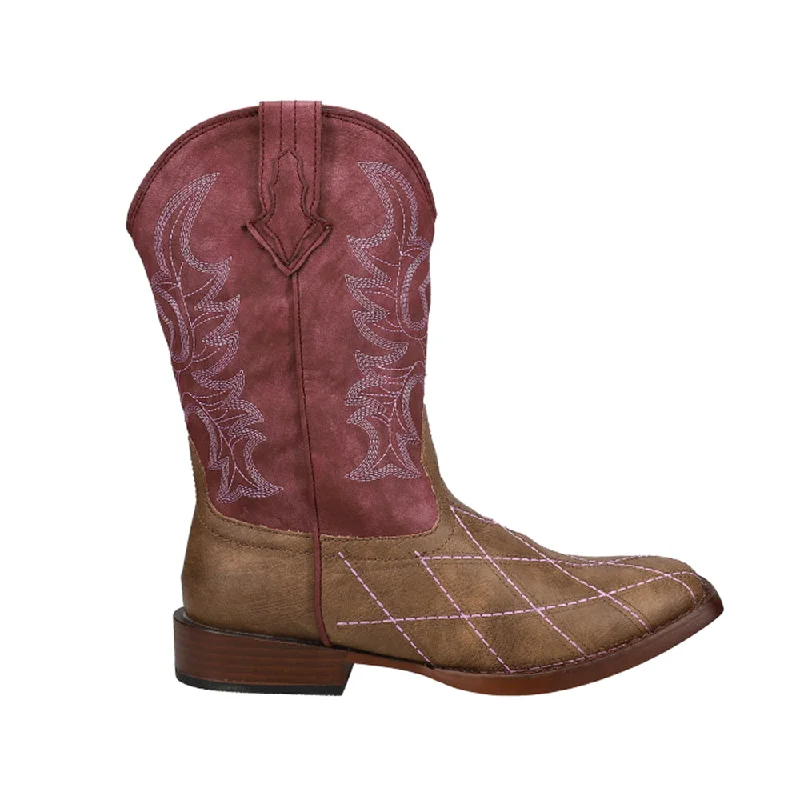 Comfy Shoes Cross Cut Round Toe Cowboy Boots (Big Kid)