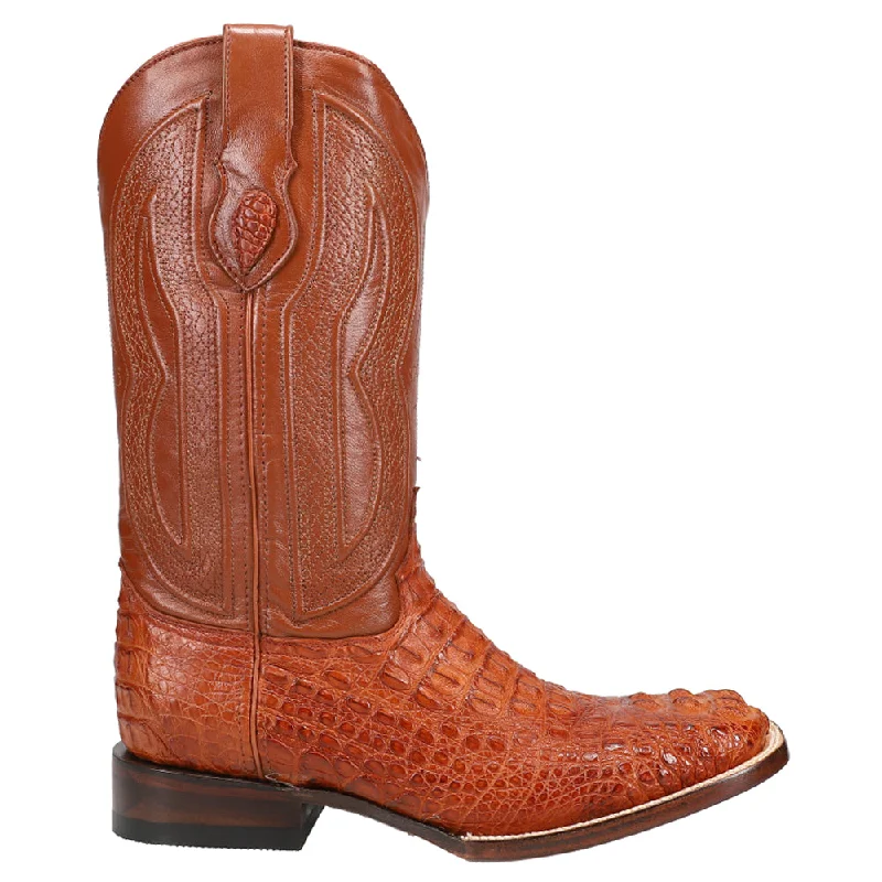 Long-Lasting Shoes Hornback Caiman Dakota Croc Square Toe Cowboy Boots