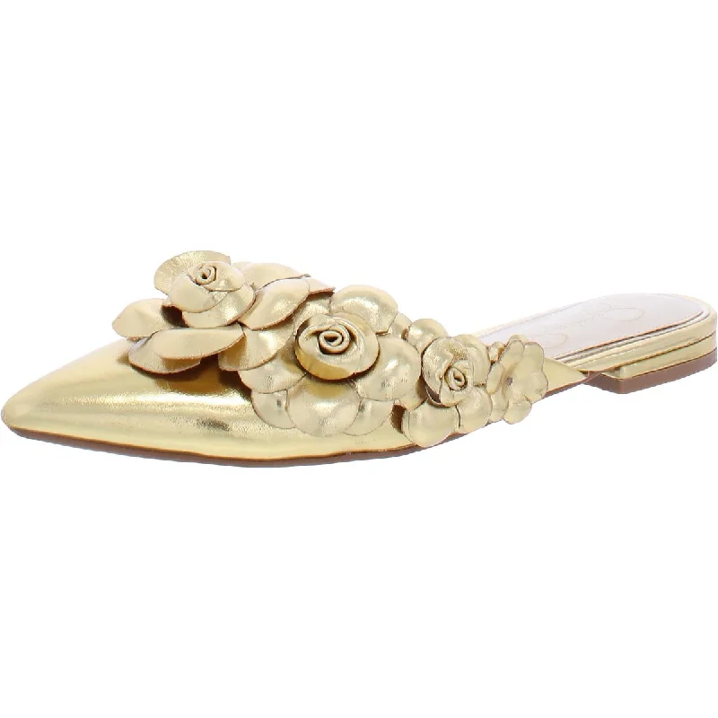 Stylish Comfort Shoes Jessica Simpson Cymia Women's Slip-on Flat Floral Embellished Pointed Toe Mules