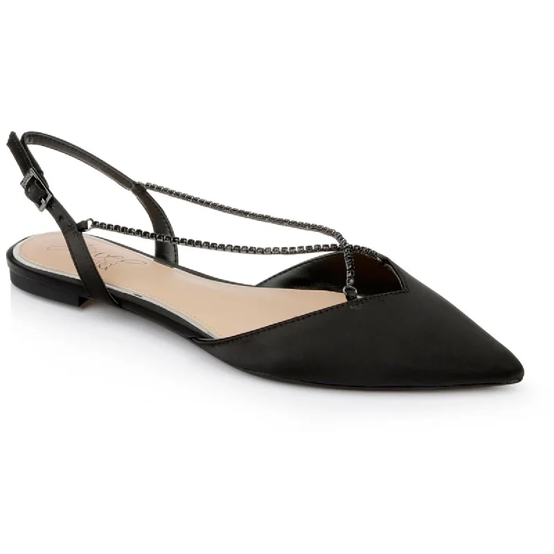 Chic Sneakers Jewel Badgley Mischka Womens Alanna Satin Slip-On Ballet Flats