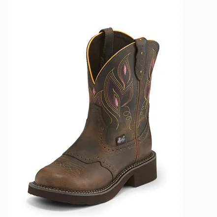 Travel Sneakers Justin Women's Brown and Pink Gemma Shetland Round Toe Boot