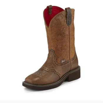 Everyday Sneakers Justin Women's Tan Floral Starlina Square Toe Boot