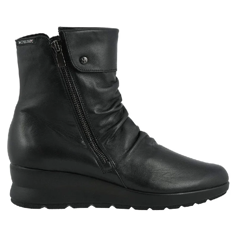 Relaxed Fit Shoes Phila Full Grain Leather Women's Wedge Heeled Ankle Boots
