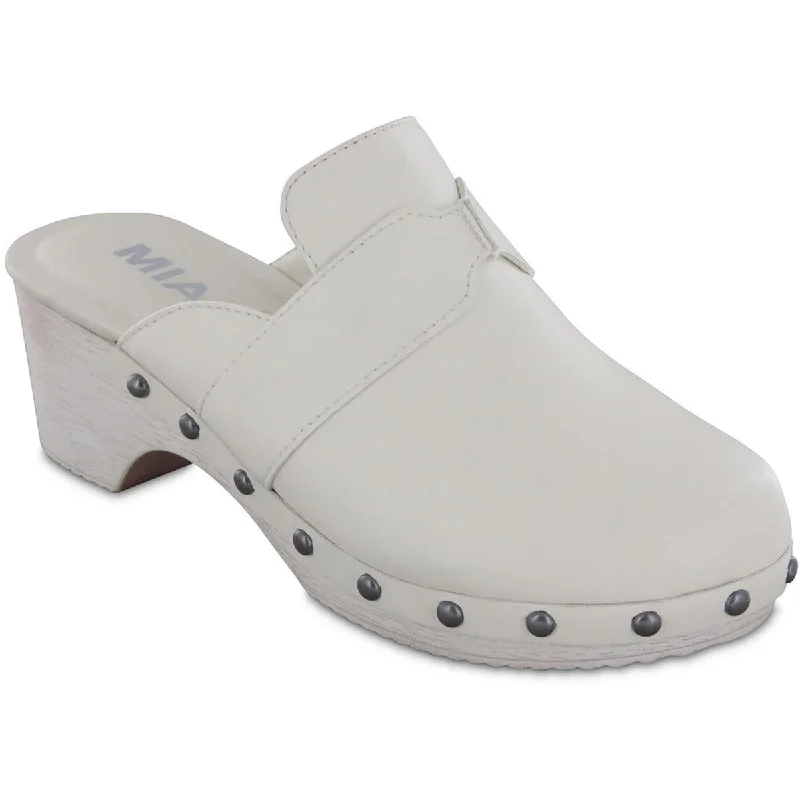 Summer Sneakers Mia Womens Jenifer Faux Leather Slip On Clogs