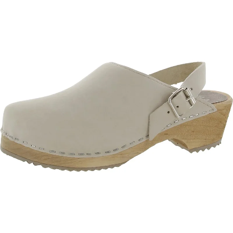 Classic Comfort Shoes Mia Womens Leather Buckle Clogs