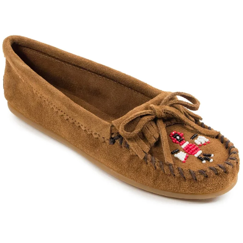 Modern Footwear Minnetonka Womens Thunderbird II Suede Beaded Moccasins