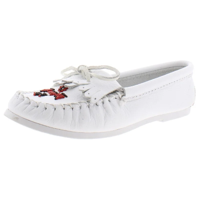 Travel-Friendly Shoes Minnetonka Womens Thunderbird Leather Fringed Moccasins