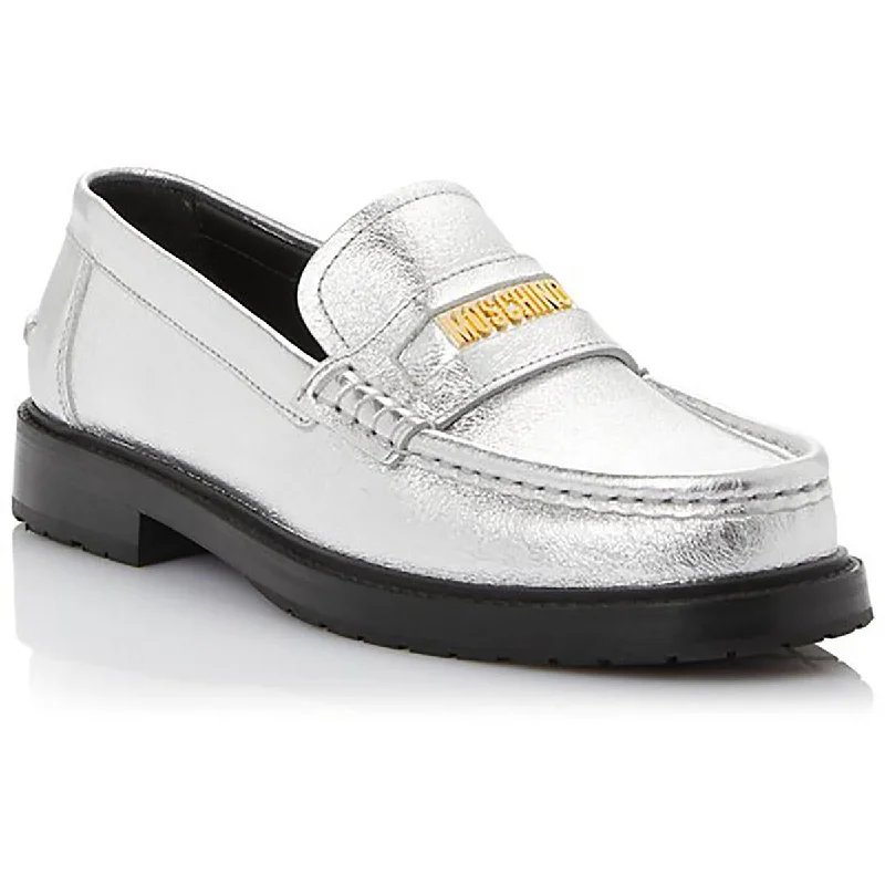Stylish Outdoor Shoes Moschino Womens Leather Comfort Insole Loafers