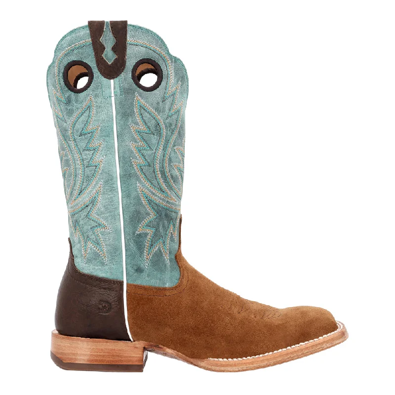 Smooth Leather Shoes PRCA Collection Roughout Embroidered Square Toe Cowboy Boots