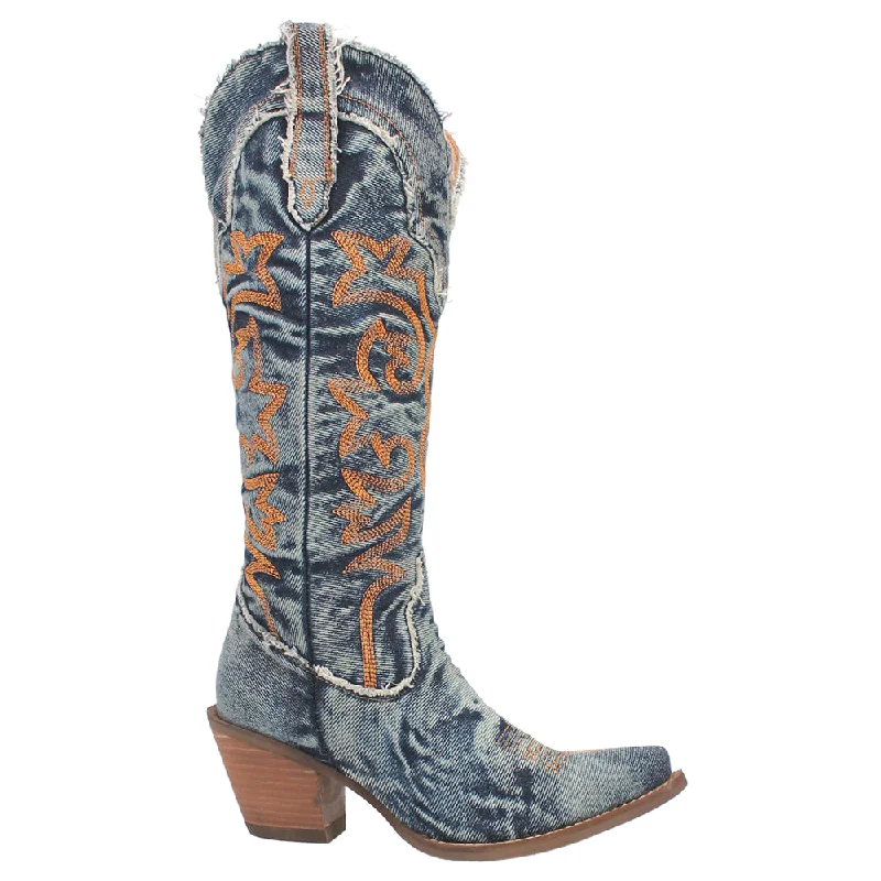 Lightweight Shoes Texas Tornado Denim Embroidered Snip Toe Cowboy Boots