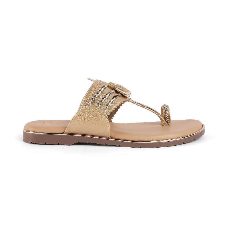 Cozy Walking Shoes Tresmode Mekol Gold Women's Dress Flats