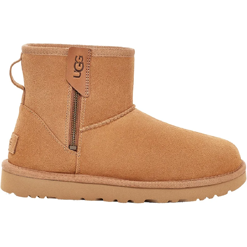 Cushion Sole Sneakers Women's UGG Classic Mini Bailey Zip Chestnut