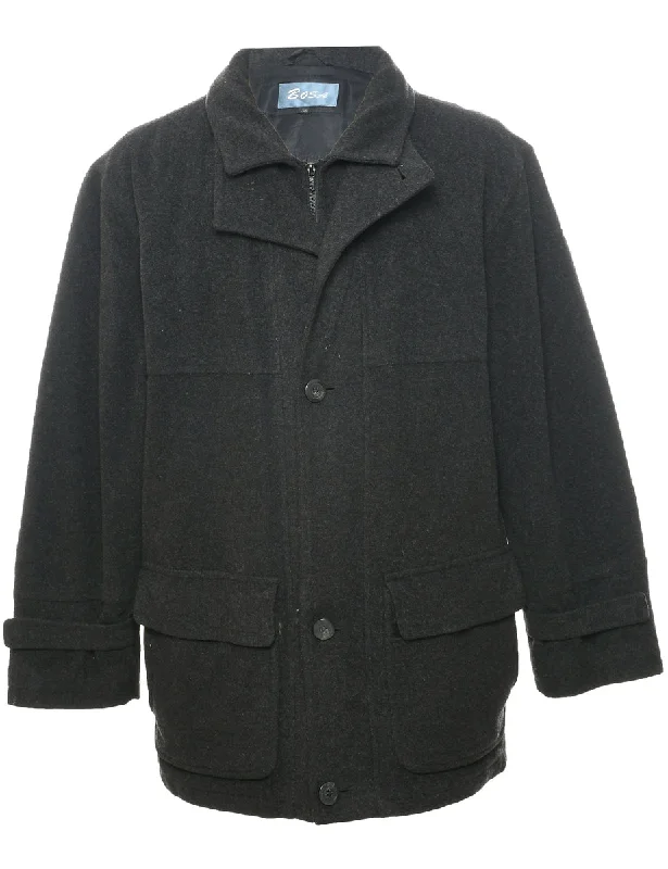 Warm Wear Black Wool Coat - L