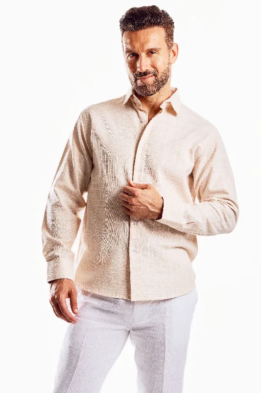 Everyday Apparel Cross Hatch Linen Blend Long Sleeve Shirt