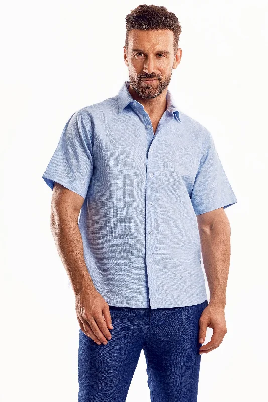 Lightweight Apparel Cross Hatch Linen Blend Short Sleeve Shirt