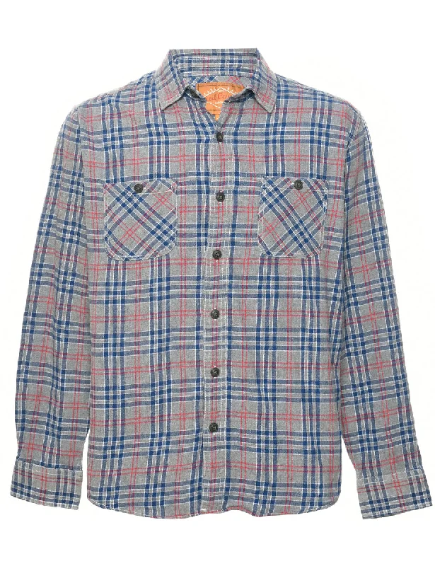 Laid-Back Essentials Grey Checked Shirt - L