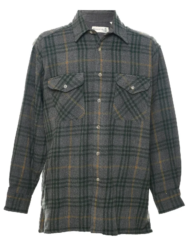 Versatile Pants Grey Checked Shirt - L