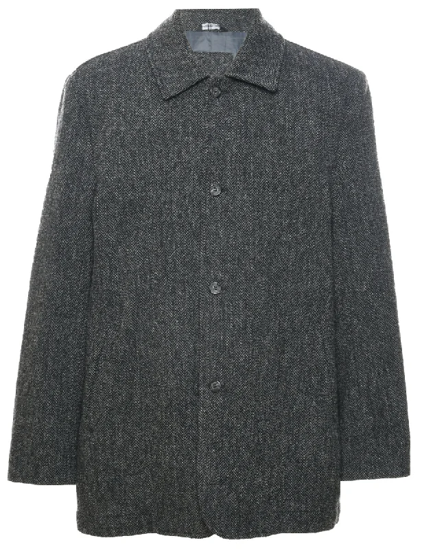 Comfortable Wearables Harris Tweed Herringbone Tweed Wool Coat - XL