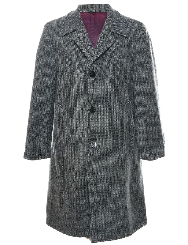 Light T-shirts Herringbone Tweed Wool Coat - L