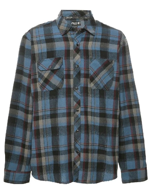 Stylish Layers Long Sleeved Checked Shirt - L