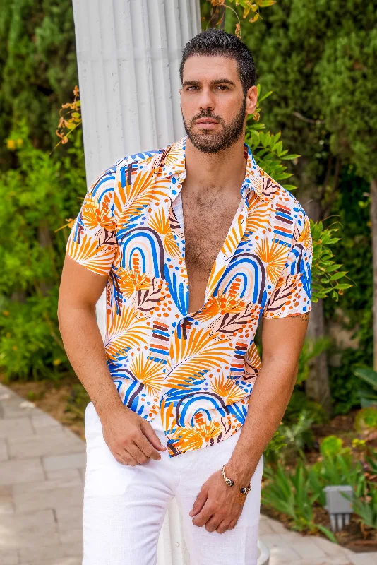 Easygoing Look Mojito Retro Print Rayon Shirt Short Sleeve