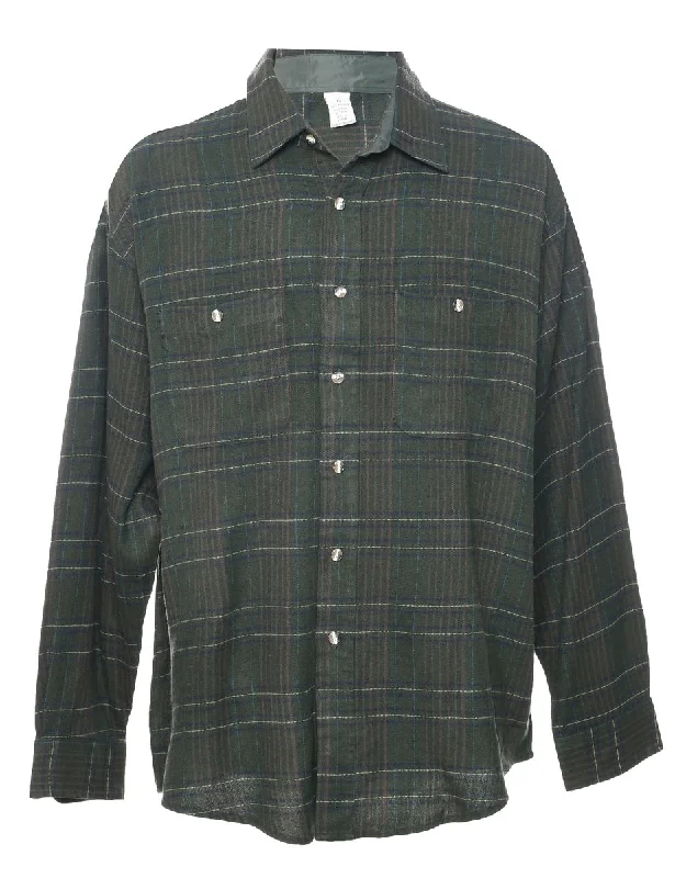 Easy Pants Olive Green Checked Shirt - XL