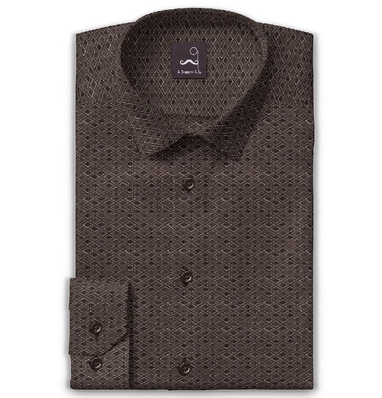 Everyday Comfort Wear Pure Cotton - Semi-Spread Collar - Long Sleeve - Espresso Frame