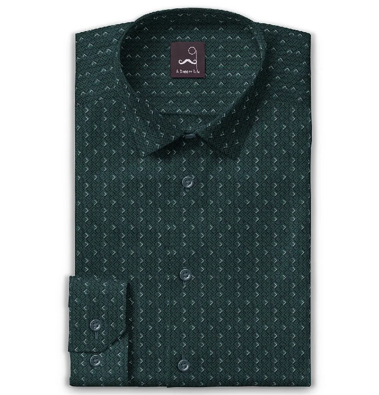 Cool Wearables Pure Cotton - Semi-Spread Collar - Long Sleeve - Green Diamond Lattice Cool Wearables Pure Cotton - Semi-Spread Collar - Long Sleeve - Green Diamond Lattice