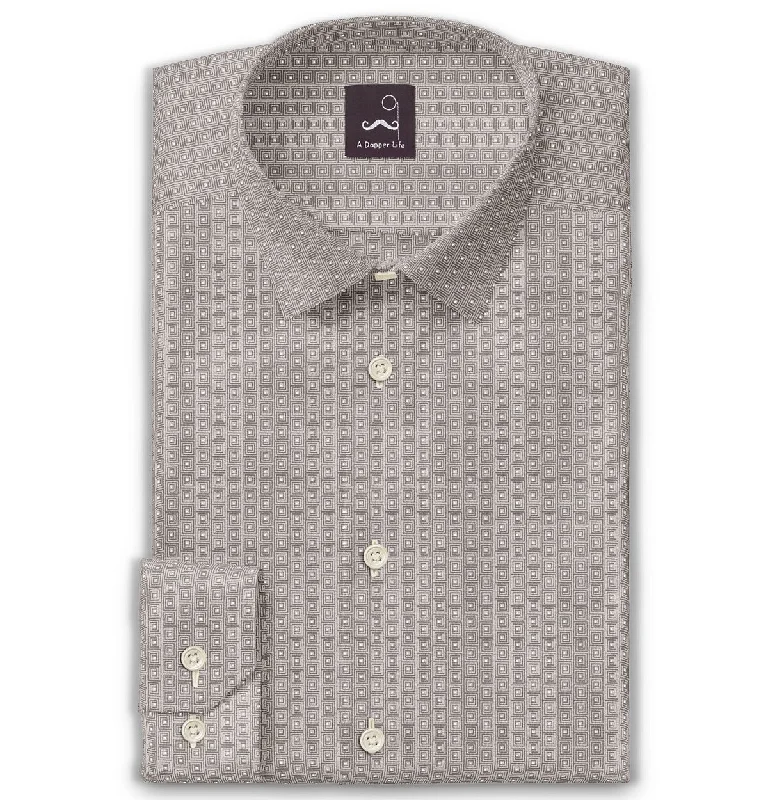 Flexible Casuals Pure Cotton - Semi-Spread Collar - Long Sleeve - Light Gray Maze