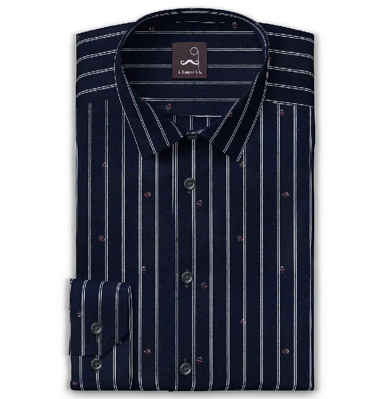 Lightweight Outerwear Pure Cotton - Semi-Spread Collar - Long Sleeve - Ocean Accents
