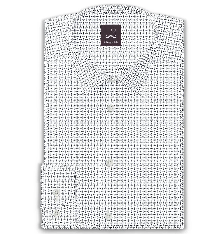 Classic Pieces Pure Cotton - Semi-Spread Collar - Long Sleeve - White Maze