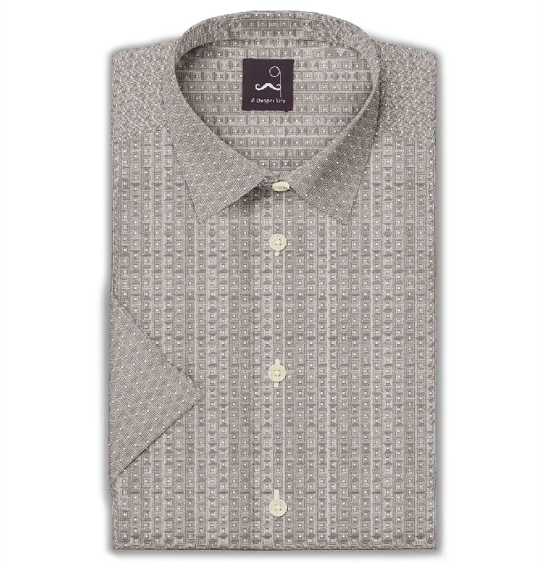 Cozy Sweatshirts Pure Cotton - Semi-Spread Collar - Short Sleeve - Light Gray Maze