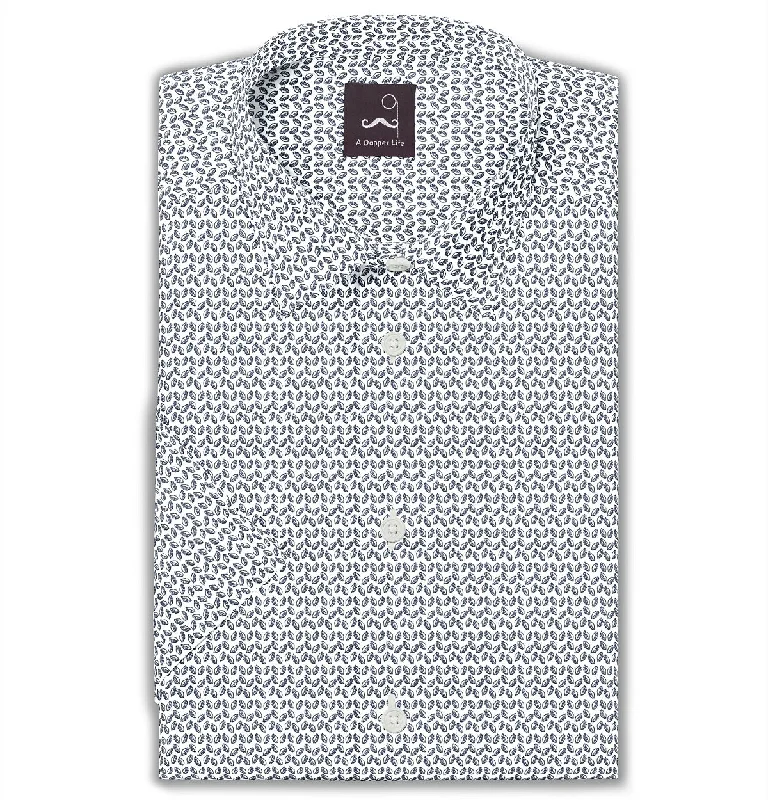 Cozy Basics Pure Cotton - Semi-Spread Collar - Short Sleeve - Polar Snowleaf