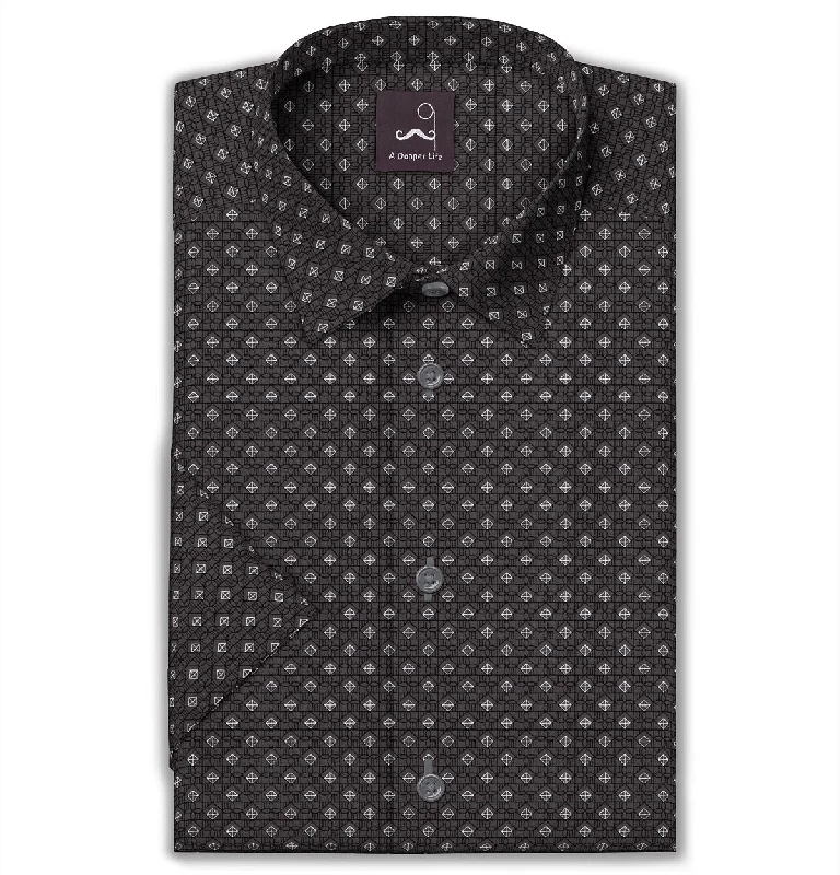 Premium Outerwear Pure Cotton - Semi-Spread Collar - Short Sleeve - Slate Prism