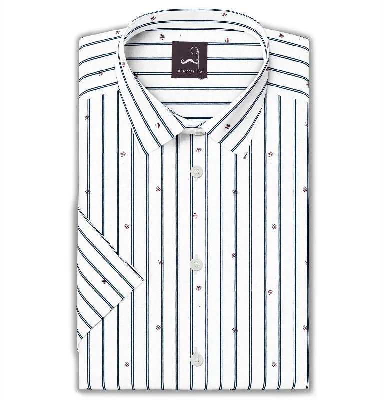 Smart Outfits Pure Cotton - Semi-Spread Collar - Short Sleeve - Tidal Accents