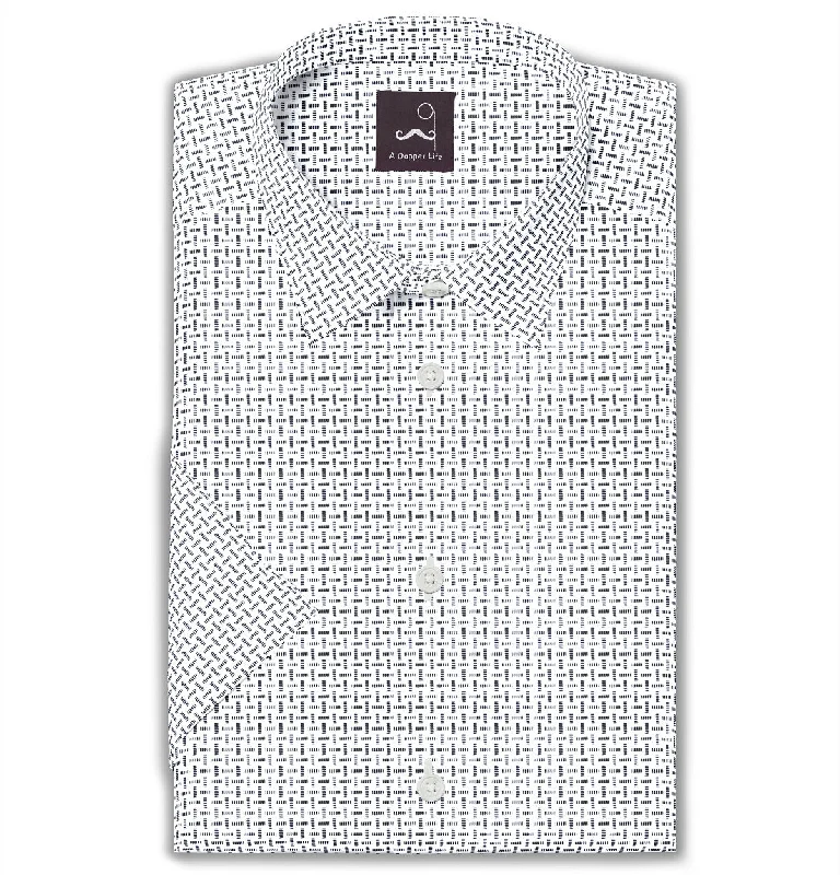 Easy Fit Pure Cotton - Semi-Spread Collar - Short Sleeve - White Maze