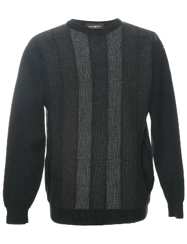 Relaxed Layers Wool Checked Pattern Jumper - L